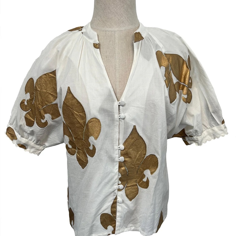 Brand new Fleur de lis blouse